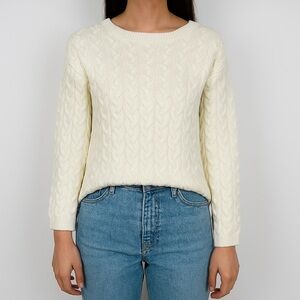 Peace‎ Love World Sweater Cable Knit Pullover Crew Neck Warm Winter Cream XS